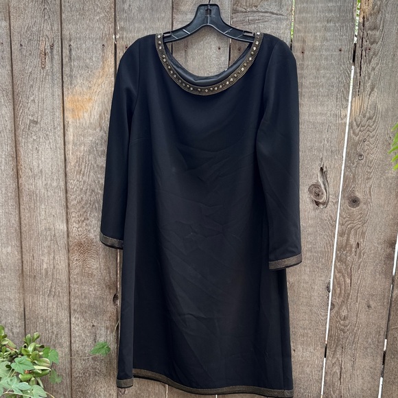 Elie Tahari Black Dress with Gold Trim - Picture 1 of 8